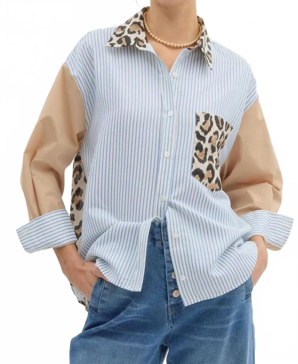 NEW ENTRO women's mix pattern blouse in multi